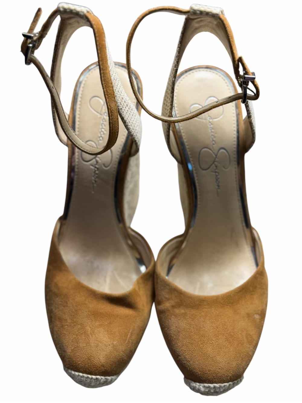 Jessica Simpson Espadrilles Caramel Suede Zestah wedges size 9 M - Picture 4 of 12
